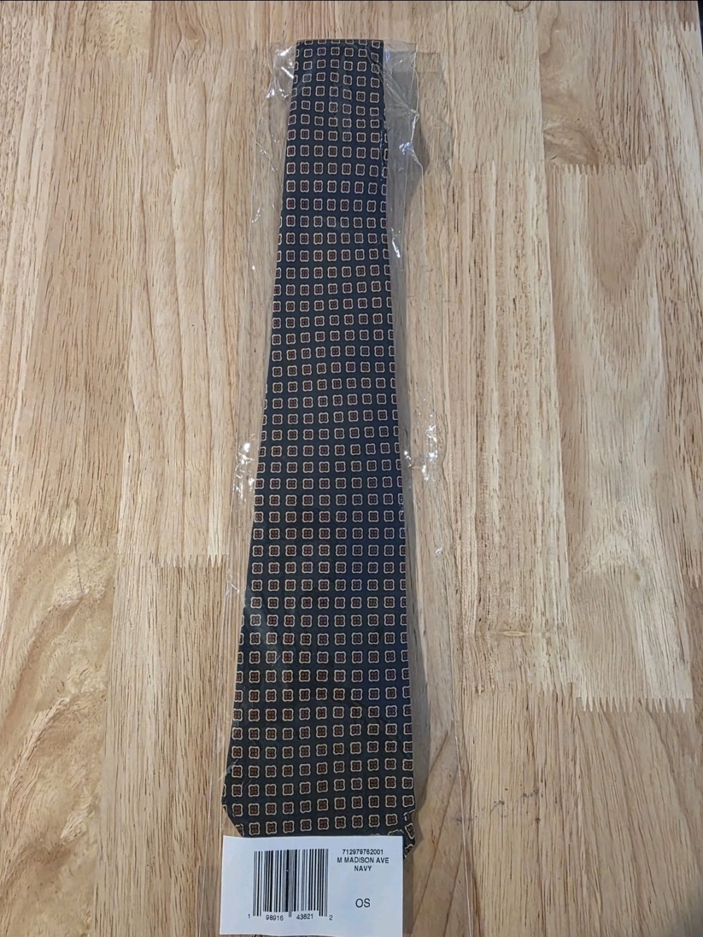 Polo by Ralph Lauren Navy Tie with Small Square Pattern in Gold